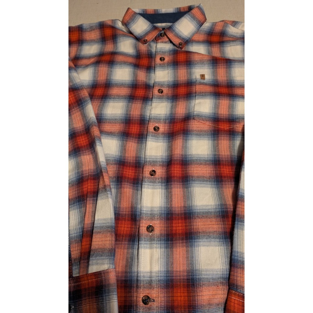 Izod Men's Red/White Plaid Flannel Shirt Size XXL